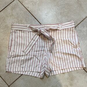 NWT! Tommy Hilfiger Red Stripe Midi Shorts Sash Belt 14